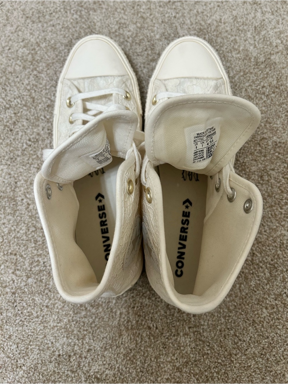 Converse chuck taylor all star lace in cream/egret gold bridal like new - Picture 12 of 14